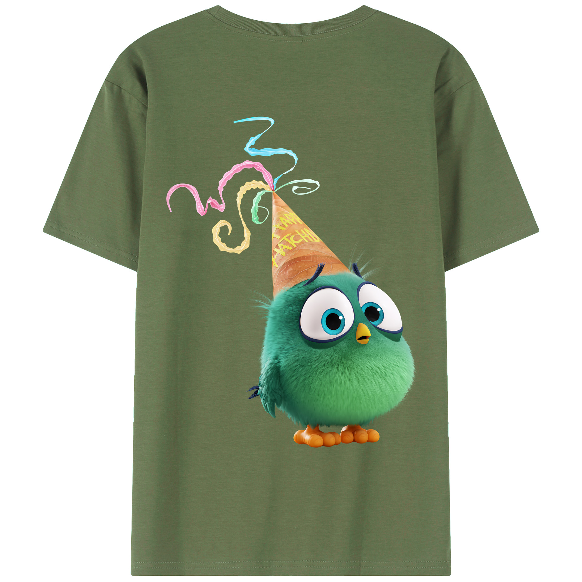 （画像用） Angry Birds アングリーバード 綿100％ メンズ半袖Tシャツ（バックプリント） 通気性